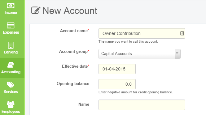 Create Capital Account