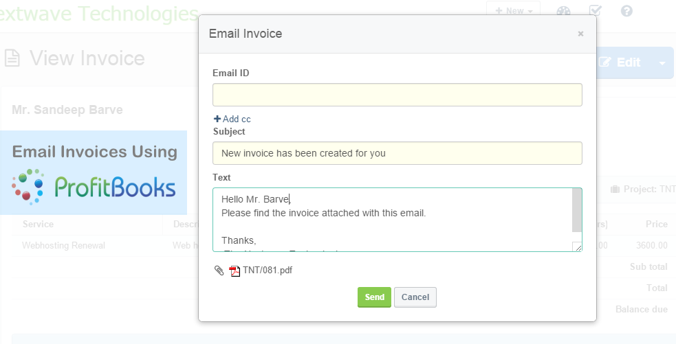 Email Invoices From ProfitBooks Accounting Software