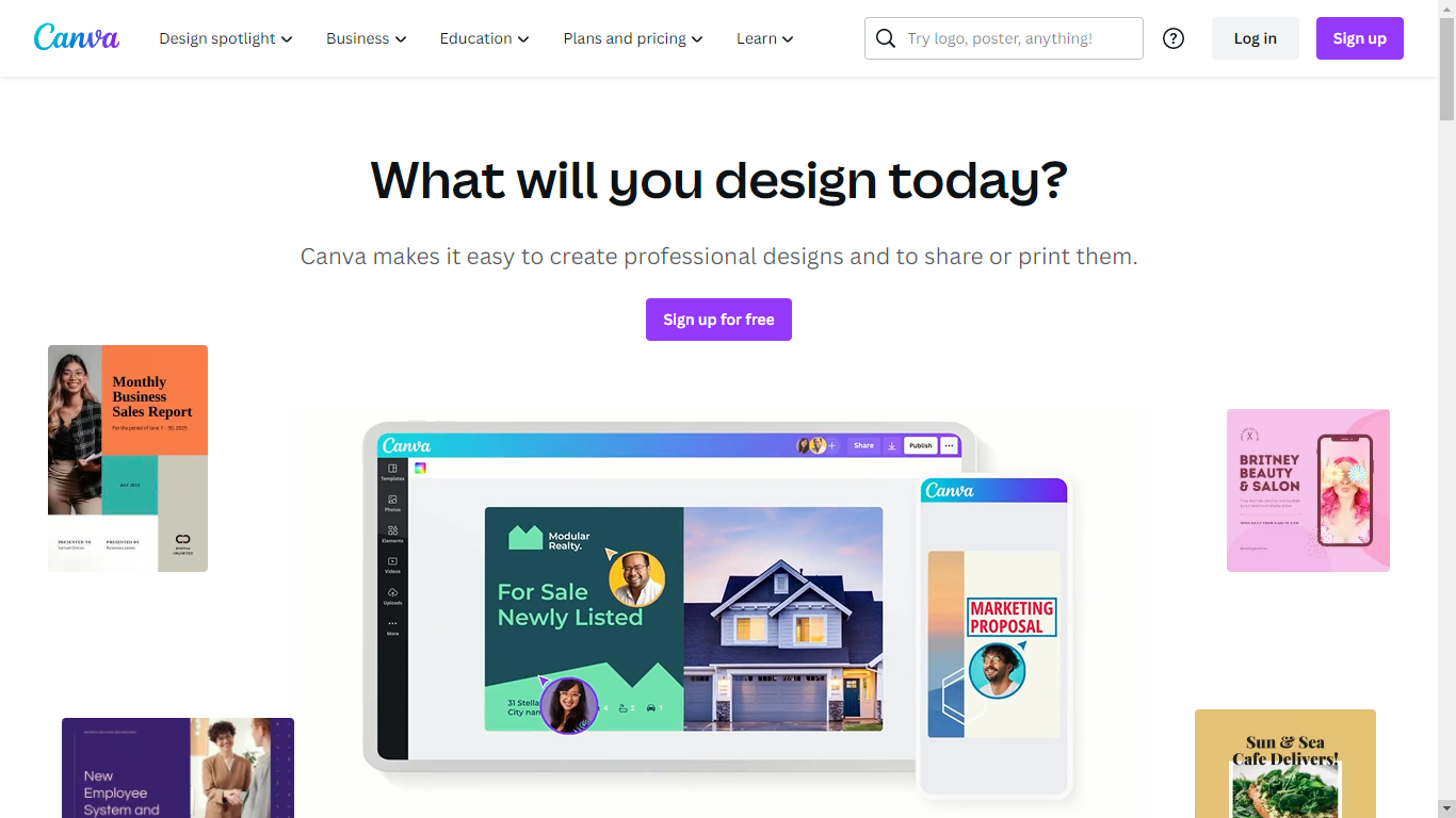 Canva Home Page (Design Software)
