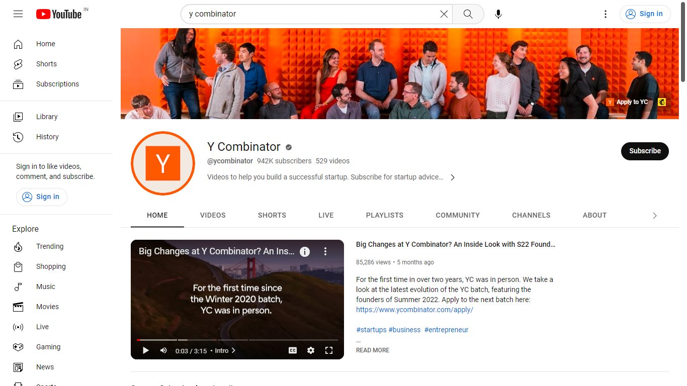 Y-Combinator (YouTube Channel)
